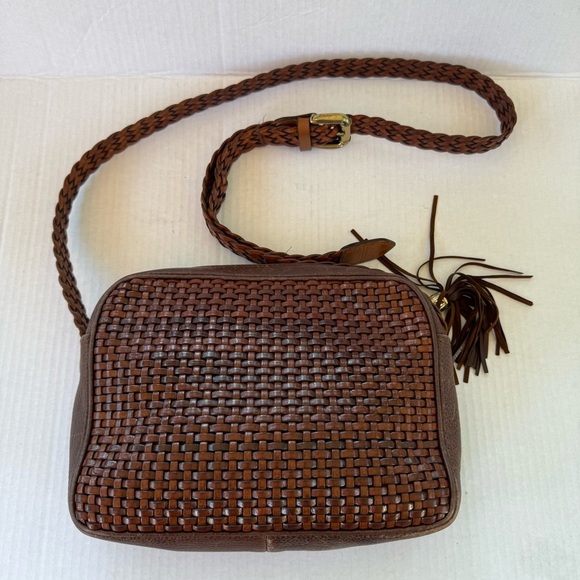 Cosci Hand Made in Italy Elegant Brown Woven Crossbody Bag - Picture 2 of 16